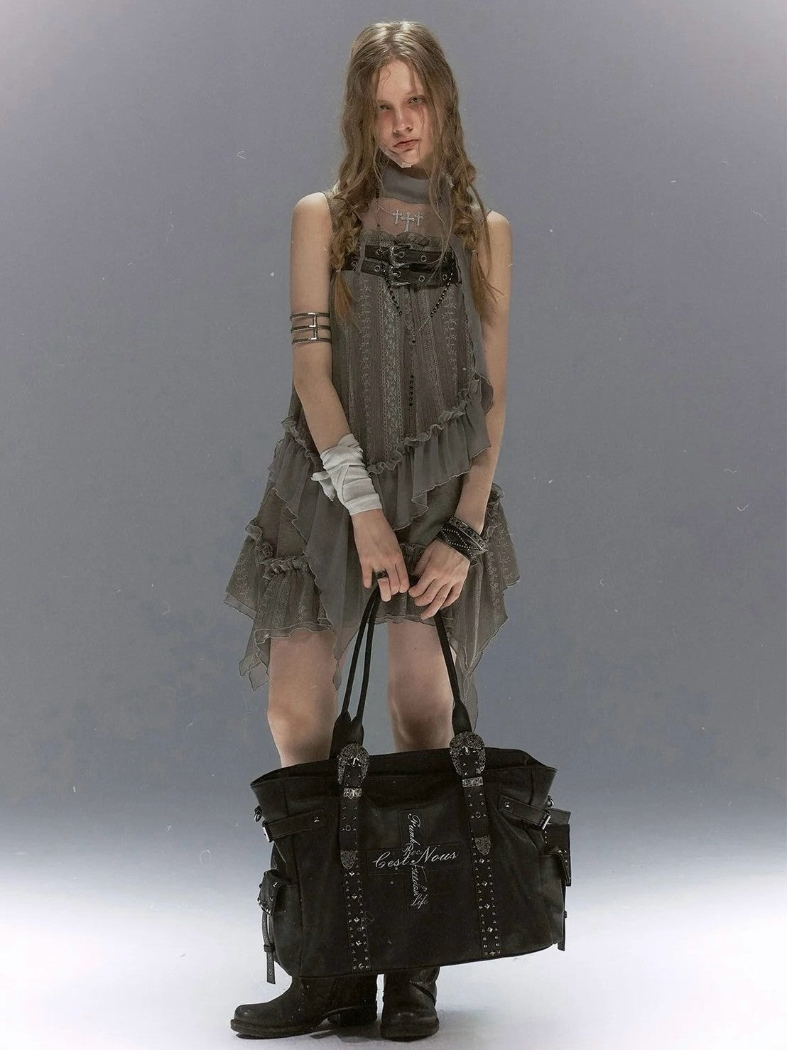 【Cest Nous】Embroidered sleeveless dress