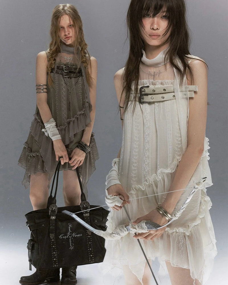【Cest Nous】Embroidered sleeveless dress