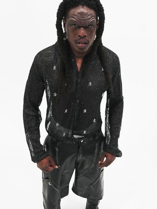 【E RIN AI E】E STARDUST MESH SNAP HOODIE