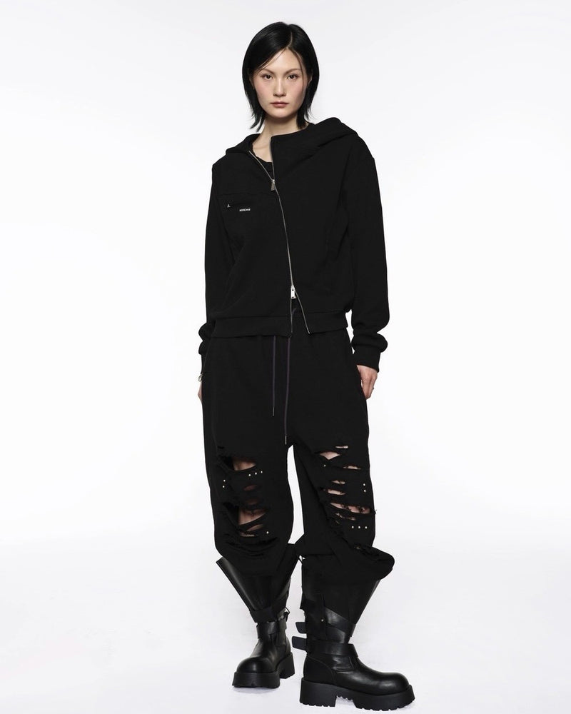 【ROCK CAKE】Asymmetry Zip Up Hoodie