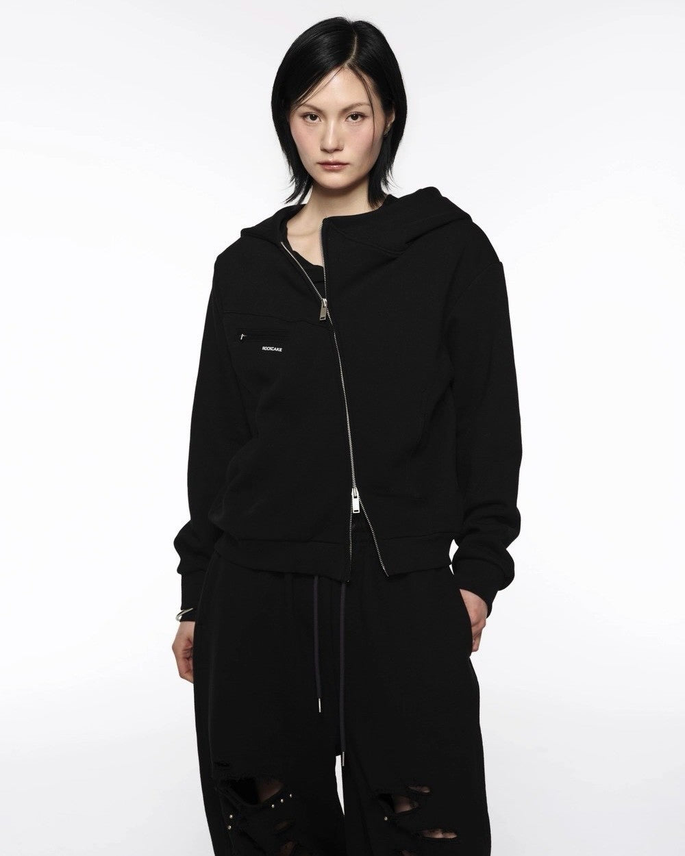 【ROCK CAKE】Asymmetry Zip Up Hoodie
