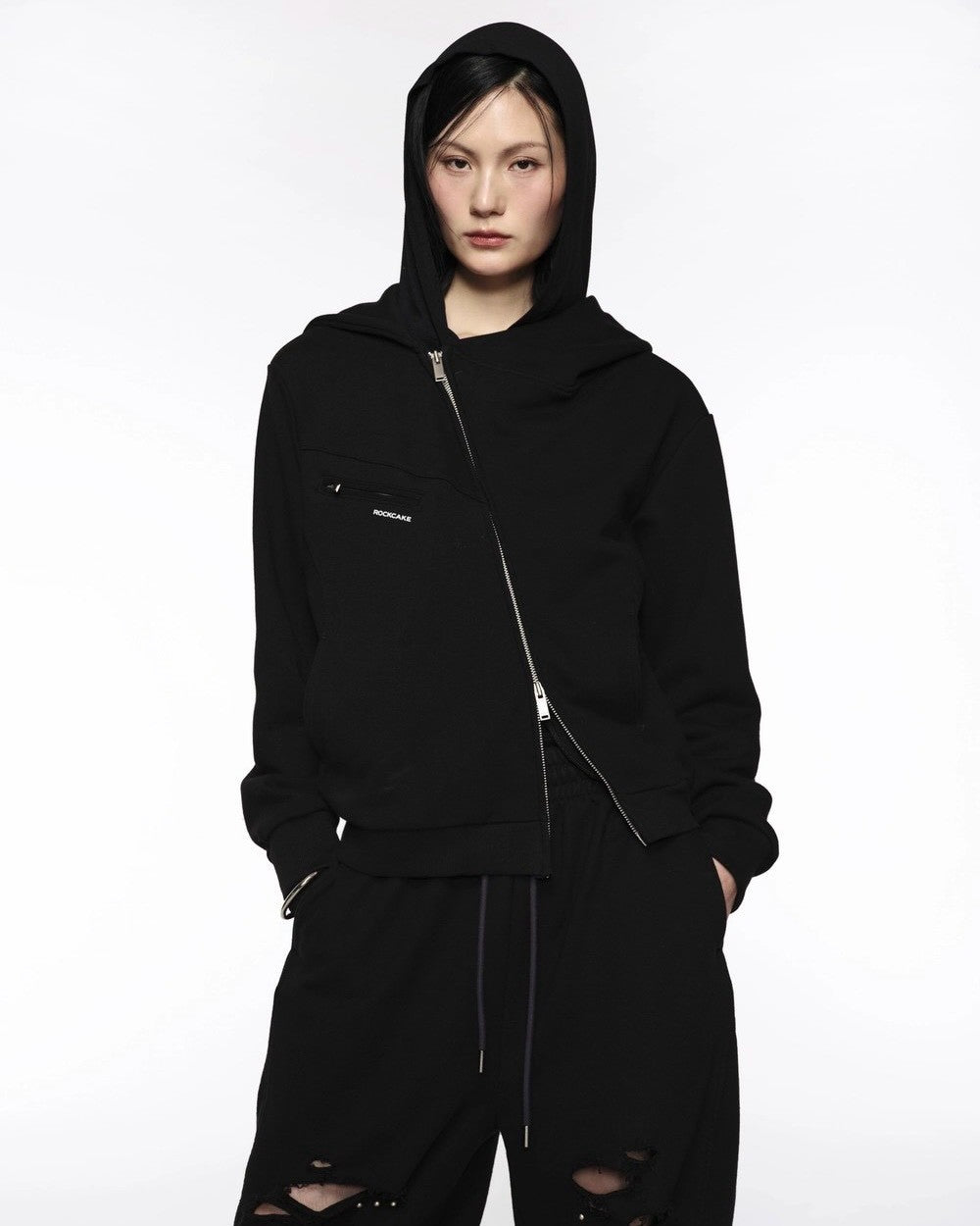 【ROCK CAKE】Asymmetry Zip Up Hoodie