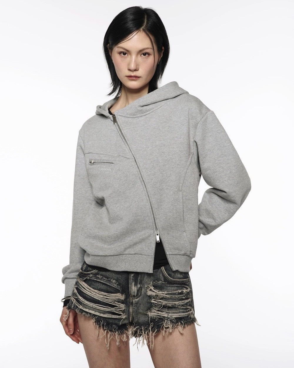 【ROCK CAKE】Asymmetry Zip Up Hoodie
