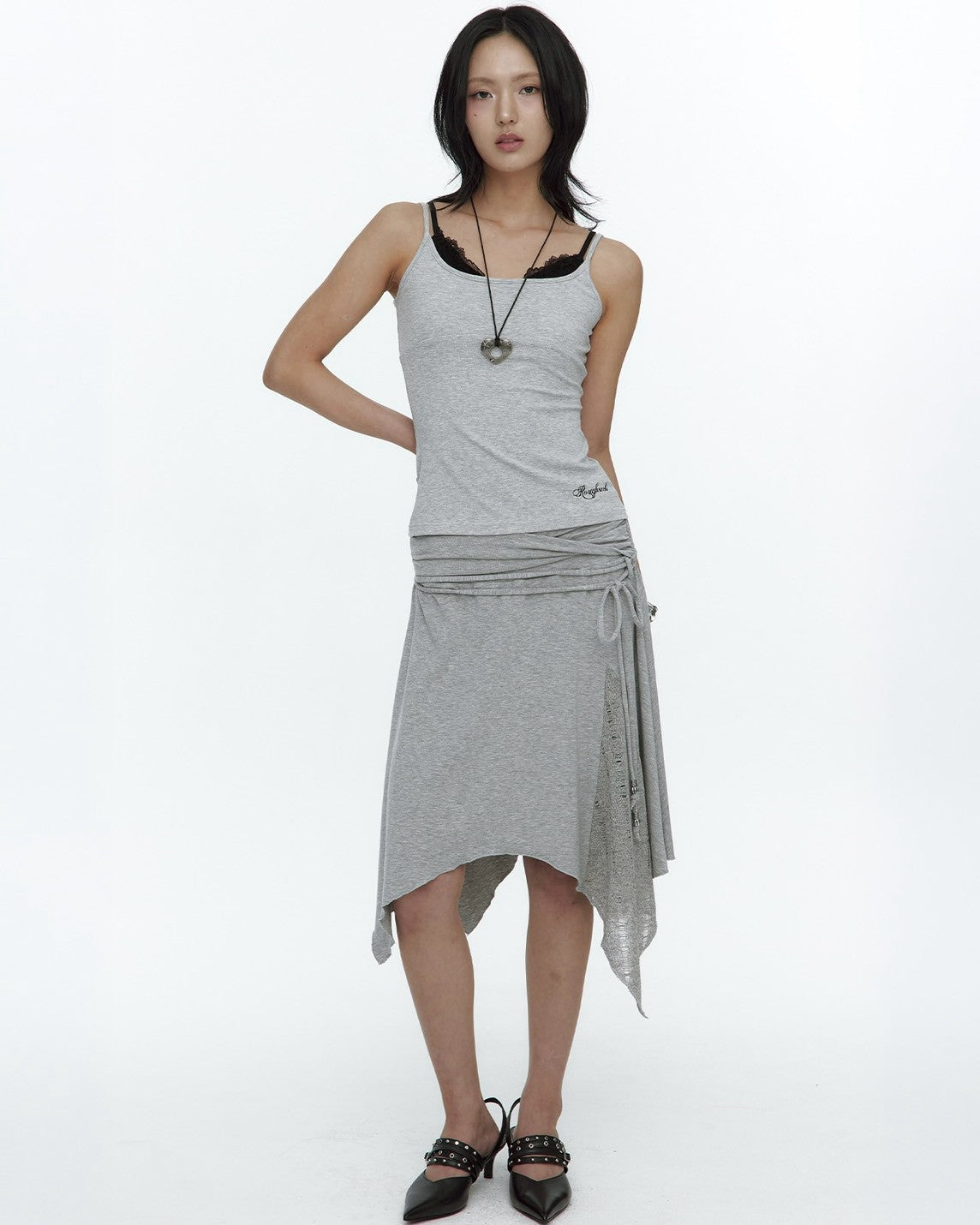 【ROUGHNECK】Knit Layer Drape Skirt