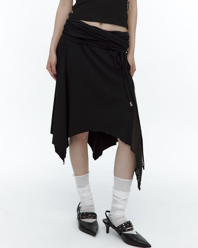 【ROUGHNECK】Knit Layer Drape Skirt