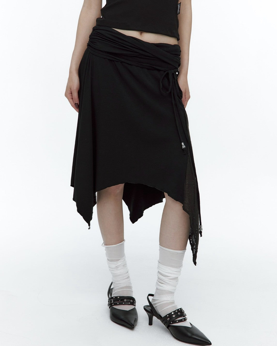 【ROUGHNECK】Knit Layer Drape Skirt