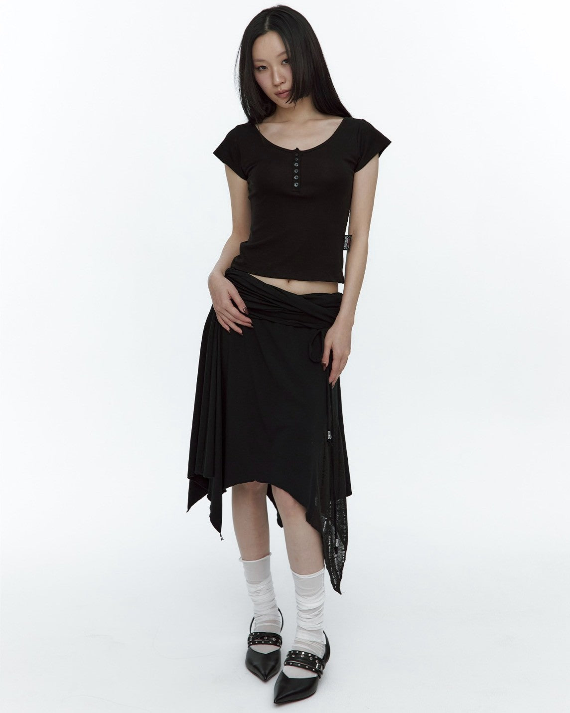 【ROUGHNECK】Knit Layer Drape Skirt