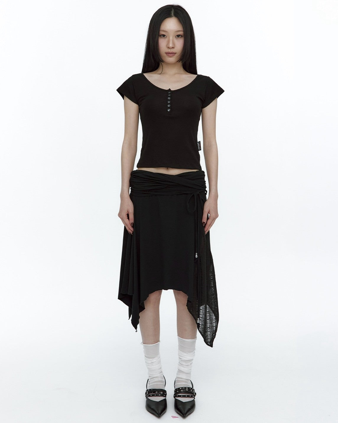 【ROUGHNECK】Knit Layer Drape Skirt