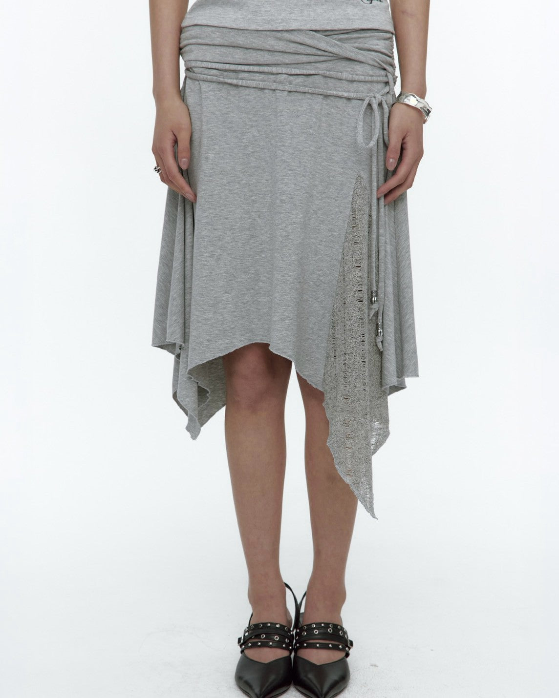 【ROUGHNECK】Knit Layer Drape Skirt