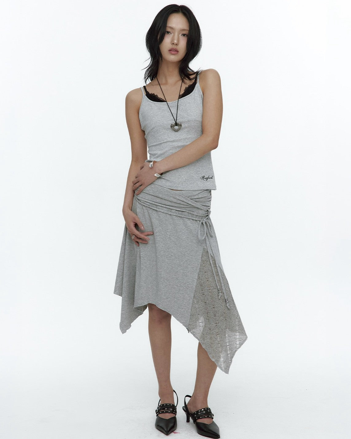 【ROUGHNECK】Knit Layer Drape Skirt