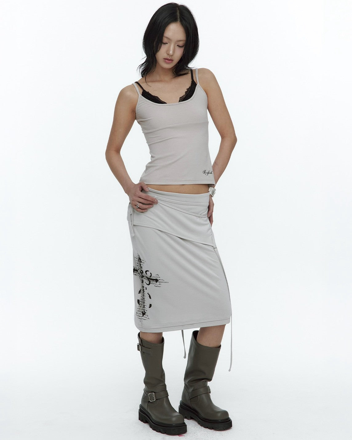 【ROUGHNECK】Asymmetric Panel Skirt