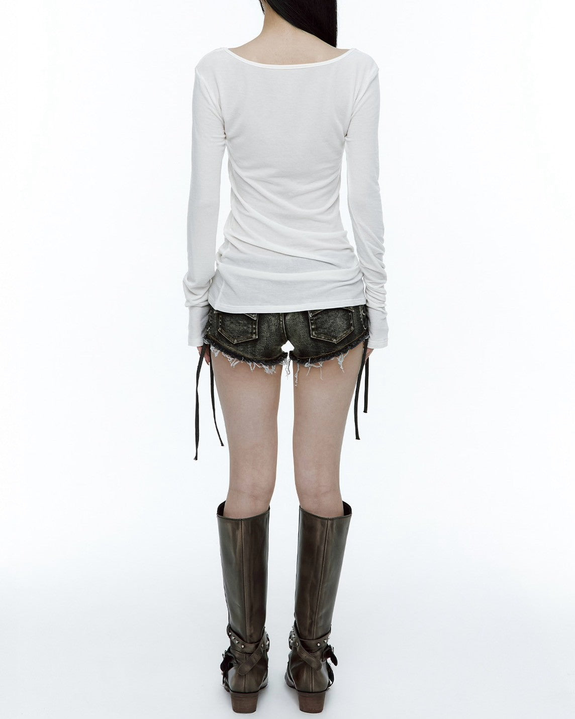 【ROUGHNECK】Lace-up Side Washed Shorts