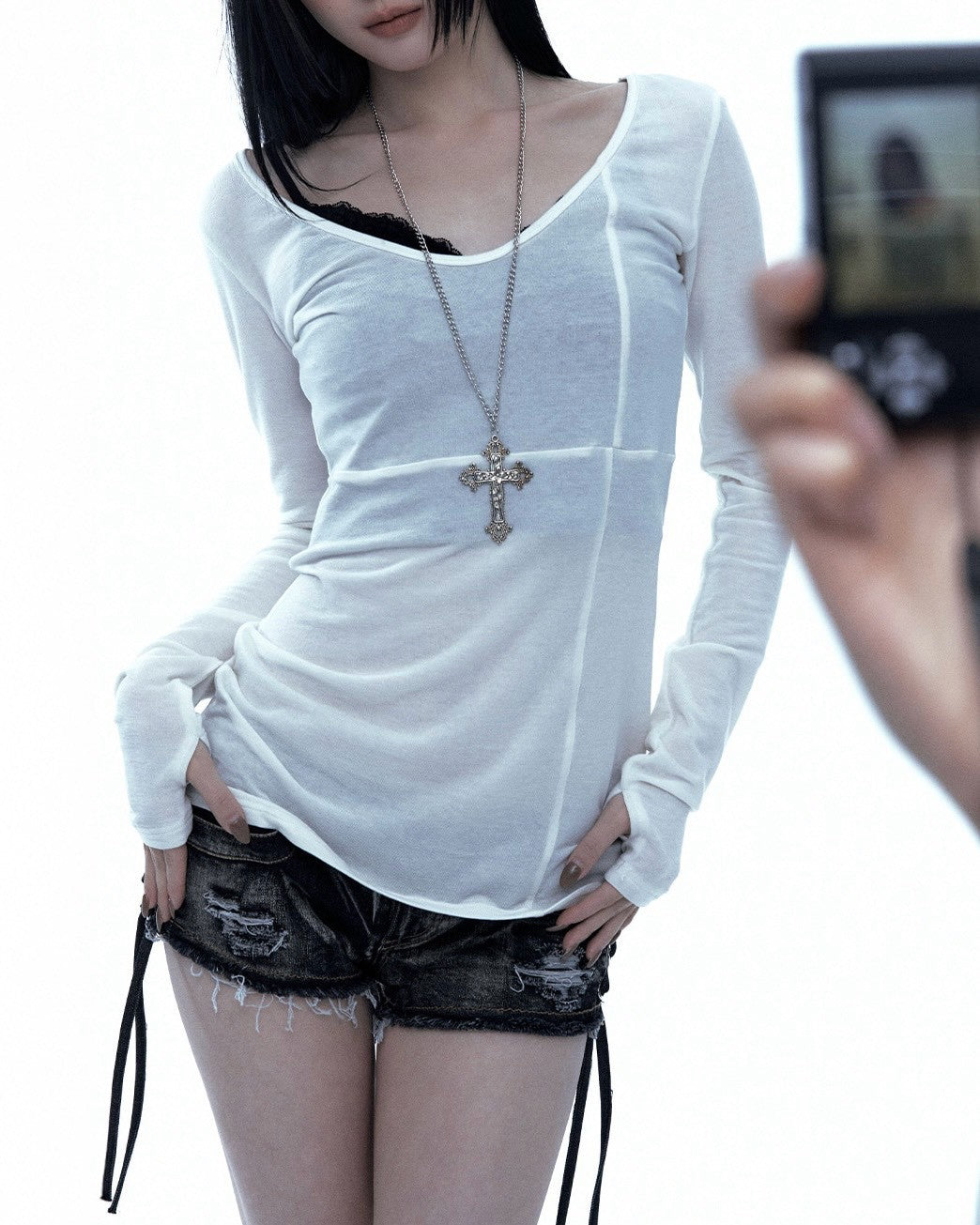 【ROUGHNECK】Lace-up Side Washed Shorts