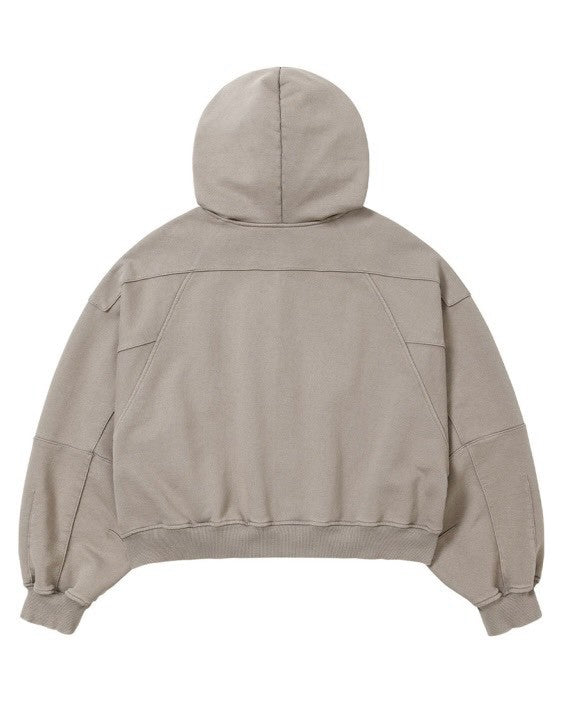【AJOBYAJO】Cropped Washed Zip-Up Hoodie