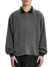 【AJOBYAJO】[RWK] Washed Cable Stitch Collar Zip-Up