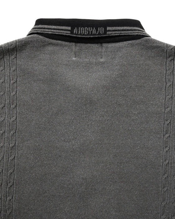 【AJOBYAJO】[RWK] Washed Cable Stitch Collar Zip-Up