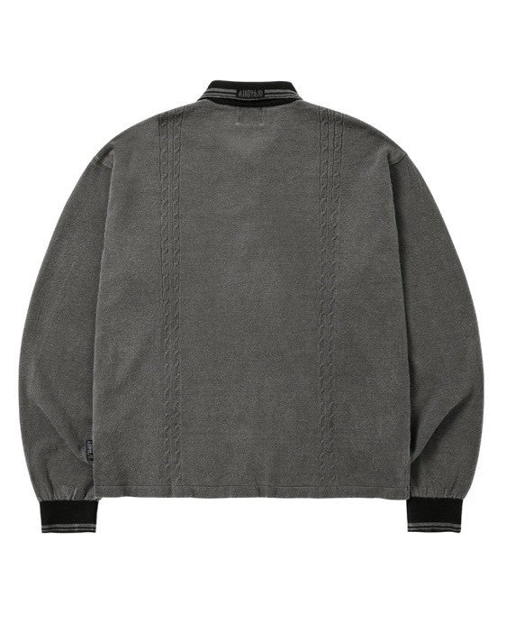 【AJOBYAJO】[RWK] Washed Cable Stitch Collar Zip-Up