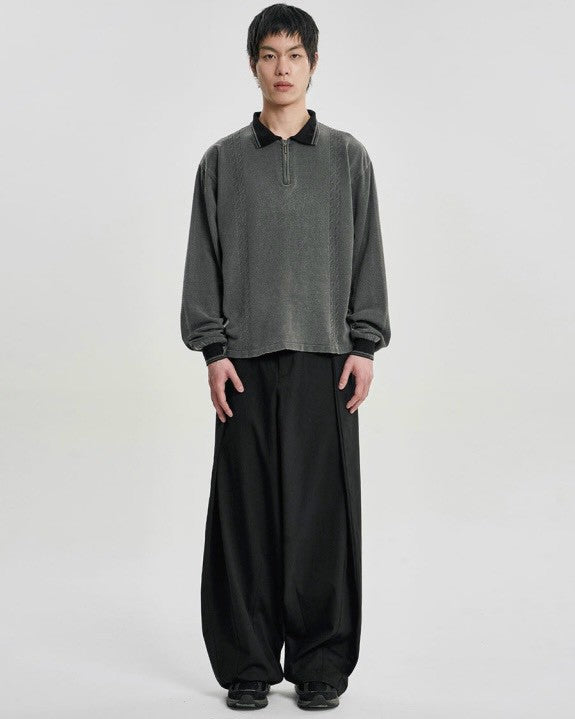 【AJOBYAJO】[RWK] Washed Cable Stitch Collar Zip-Up