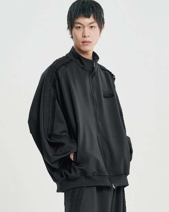 【AJOBYAJO】Multi Lace Trim Raglan Track Jacket