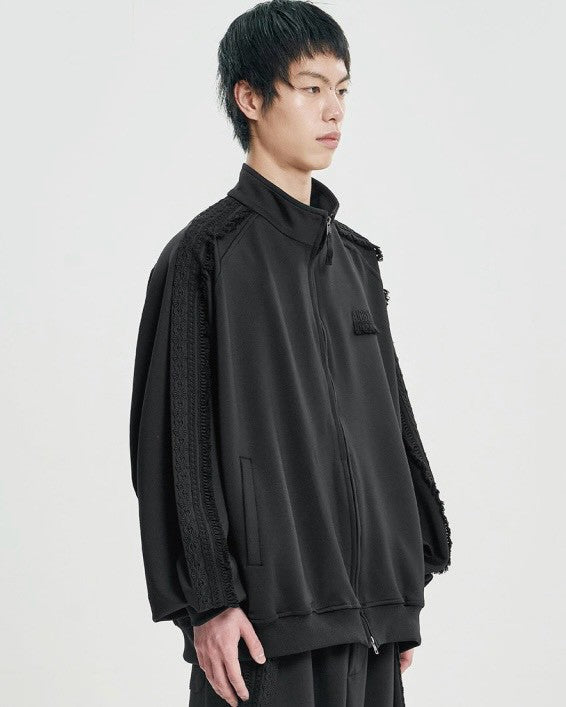 【AJOBYAJO】Multi Lace Trim Raglan Track Jacket