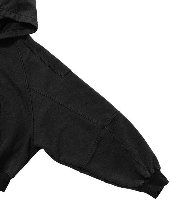 【AJOBYAJO】Cropped Washed Zip-Up Hoodie