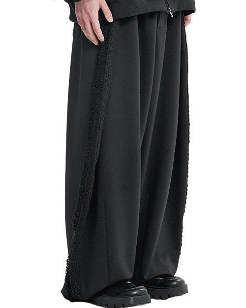 【AJOBYAJO】Multi Lace Trim One Tuck Track Pants