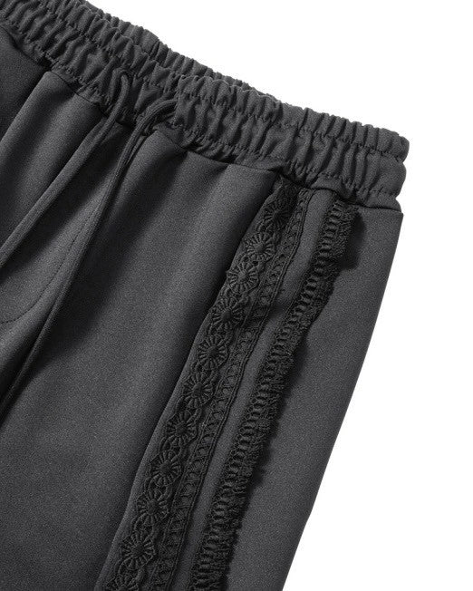 【AJOBYAJO】Multi Lace Trim One Tuck Track Pants