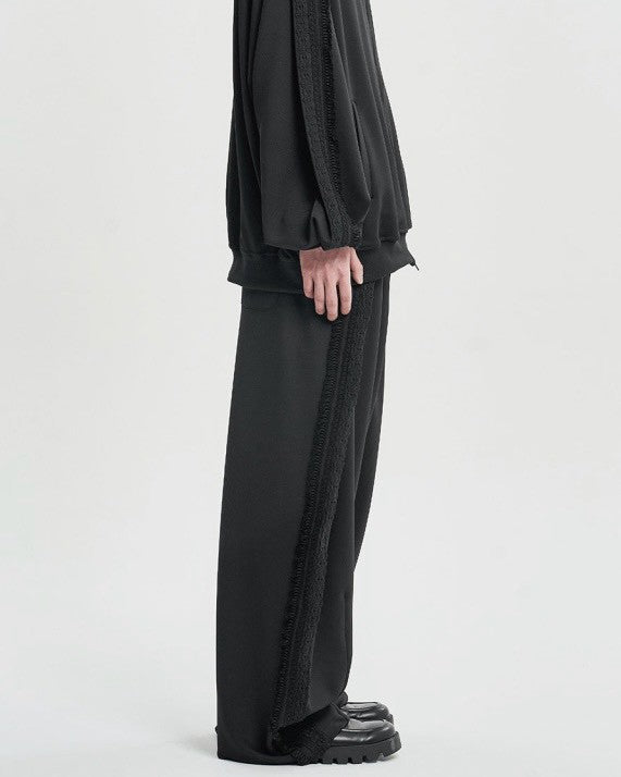 【AJOBYAJO】Multi Lace Trim One Tuck Track Pants