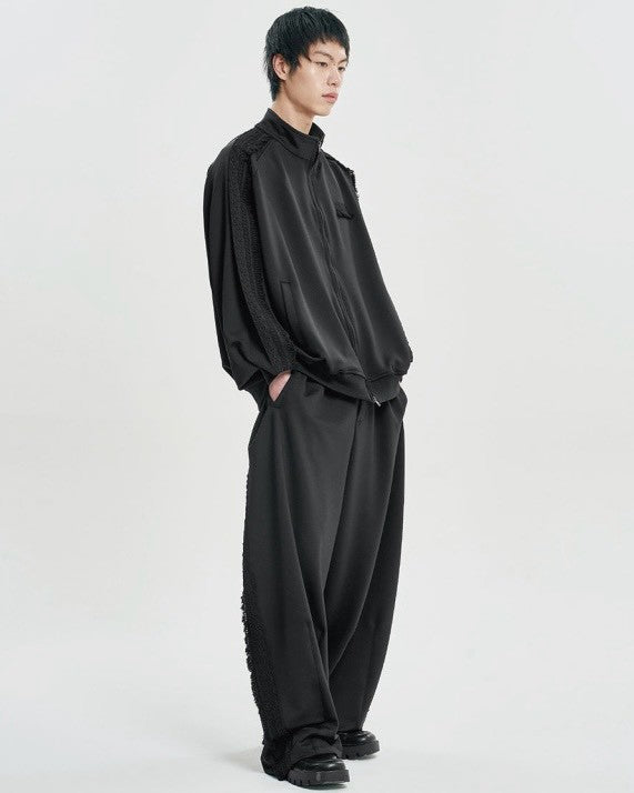 【AJOBYAJO】Multi Lace Trim One Tuck Track Pants