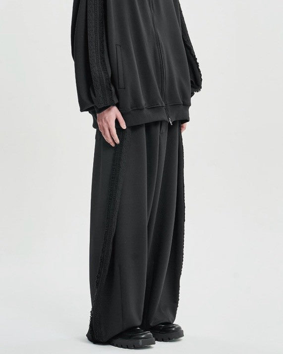 【AJOBYAJO】Multi Lace Trim One Tuck Track Pants