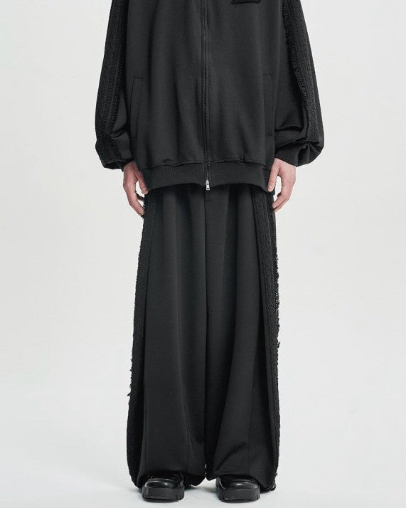 【AJOBYAJO】Multi Lace Trim One Tuck Track Pants