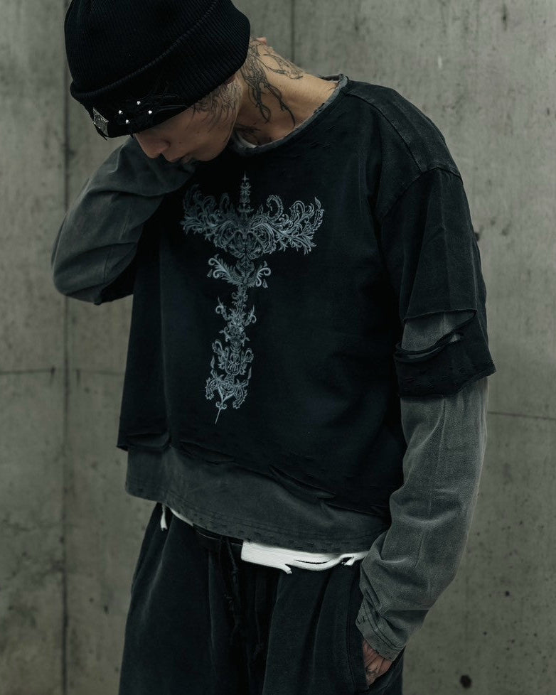 【DIG YOUR OWN GRAVE】TRIBAL CROSS LAYERED TOP