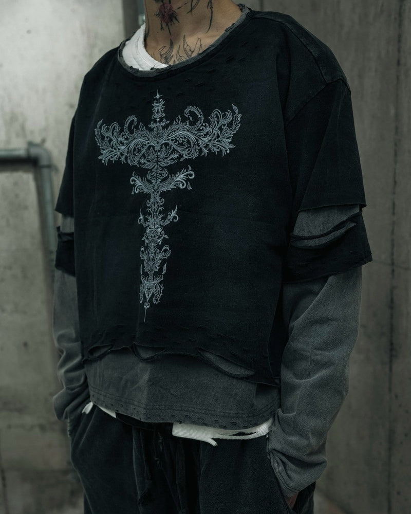 【DIG YOUR OWN GRAVE】TRIBAL CROSS LAYERED TOP