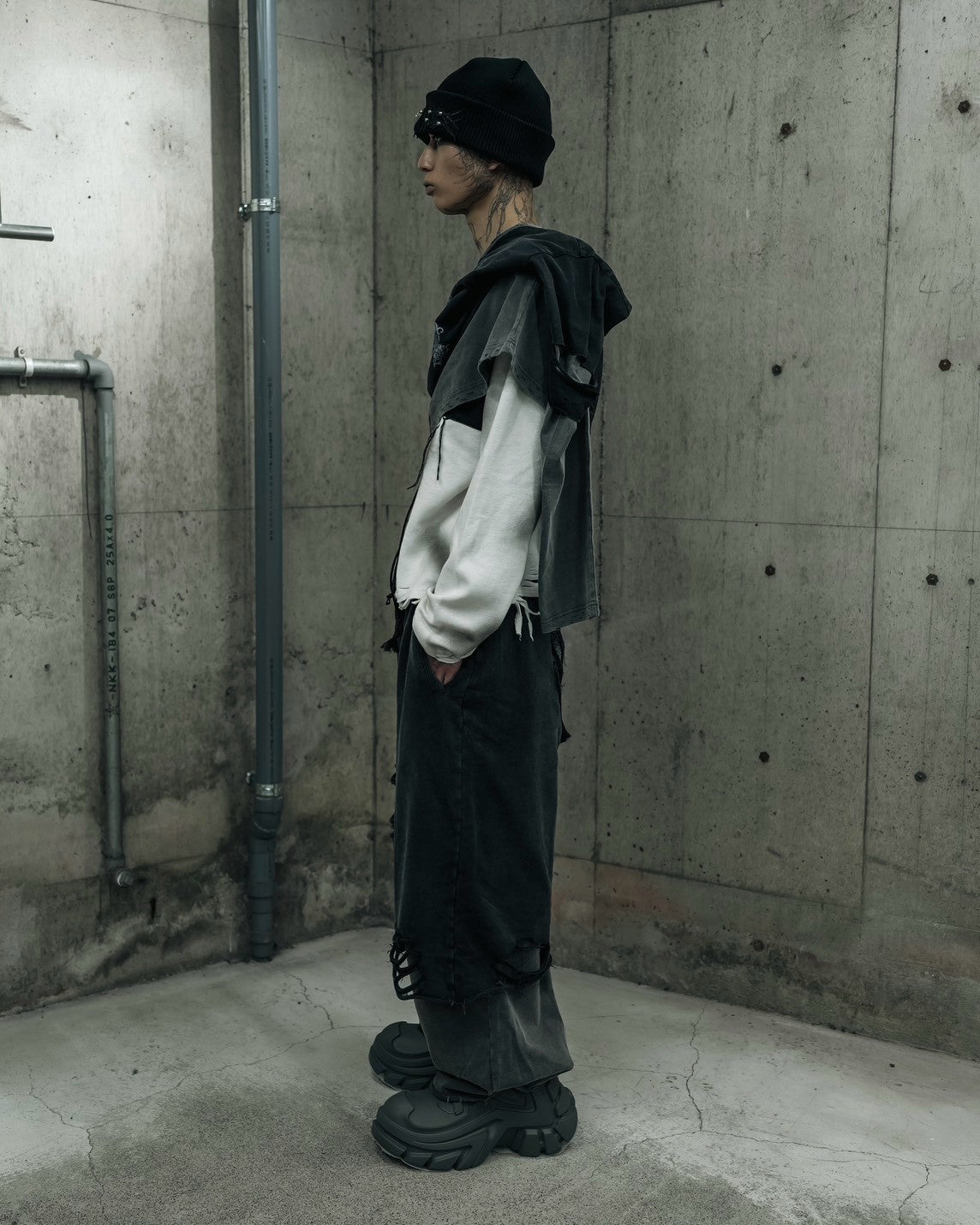 【DIG YOUR OWN GRAVE】TRIBAL CROSS LAYERED PANTS