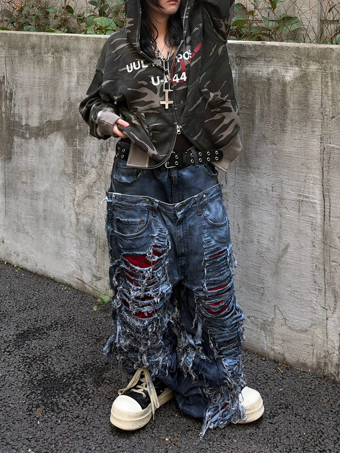 【mm:option】AFTERLIFE DAMAGE DENIM PANTS