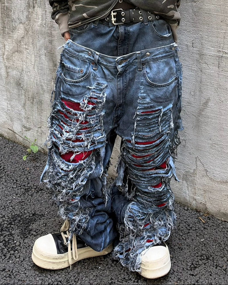 【mm:option】AFTERLIFE DAMAGE DENIM PANTS