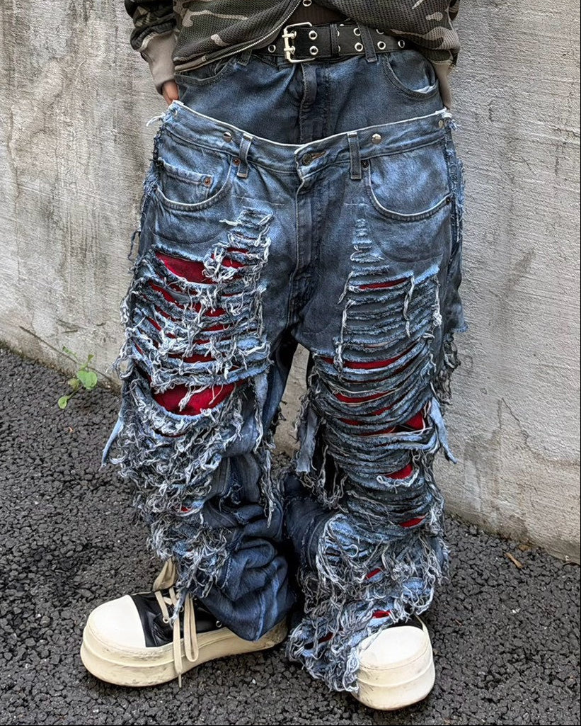 【mm:option】AFTERLIFE DAMAGE DENIM PANTS