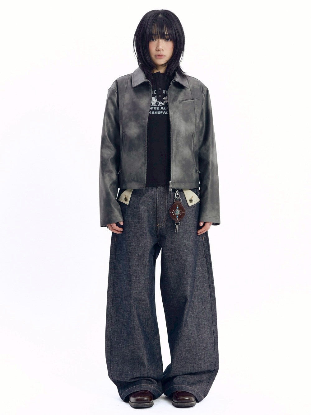 【AAKAM】Salt Washed Leather Jacket