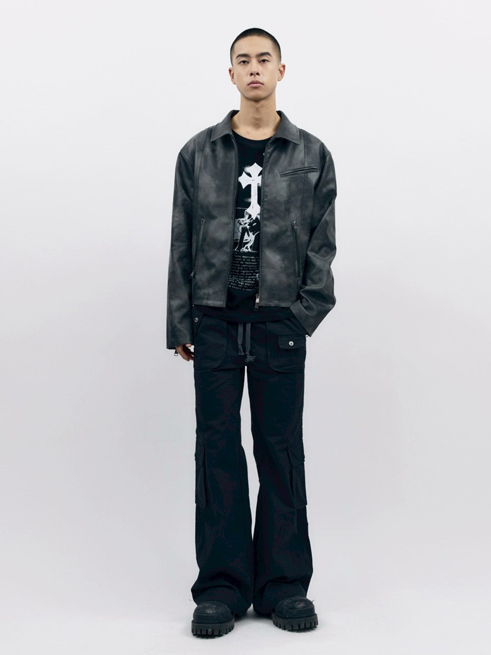 【AAKAM】Salt Washed Leather Jacket