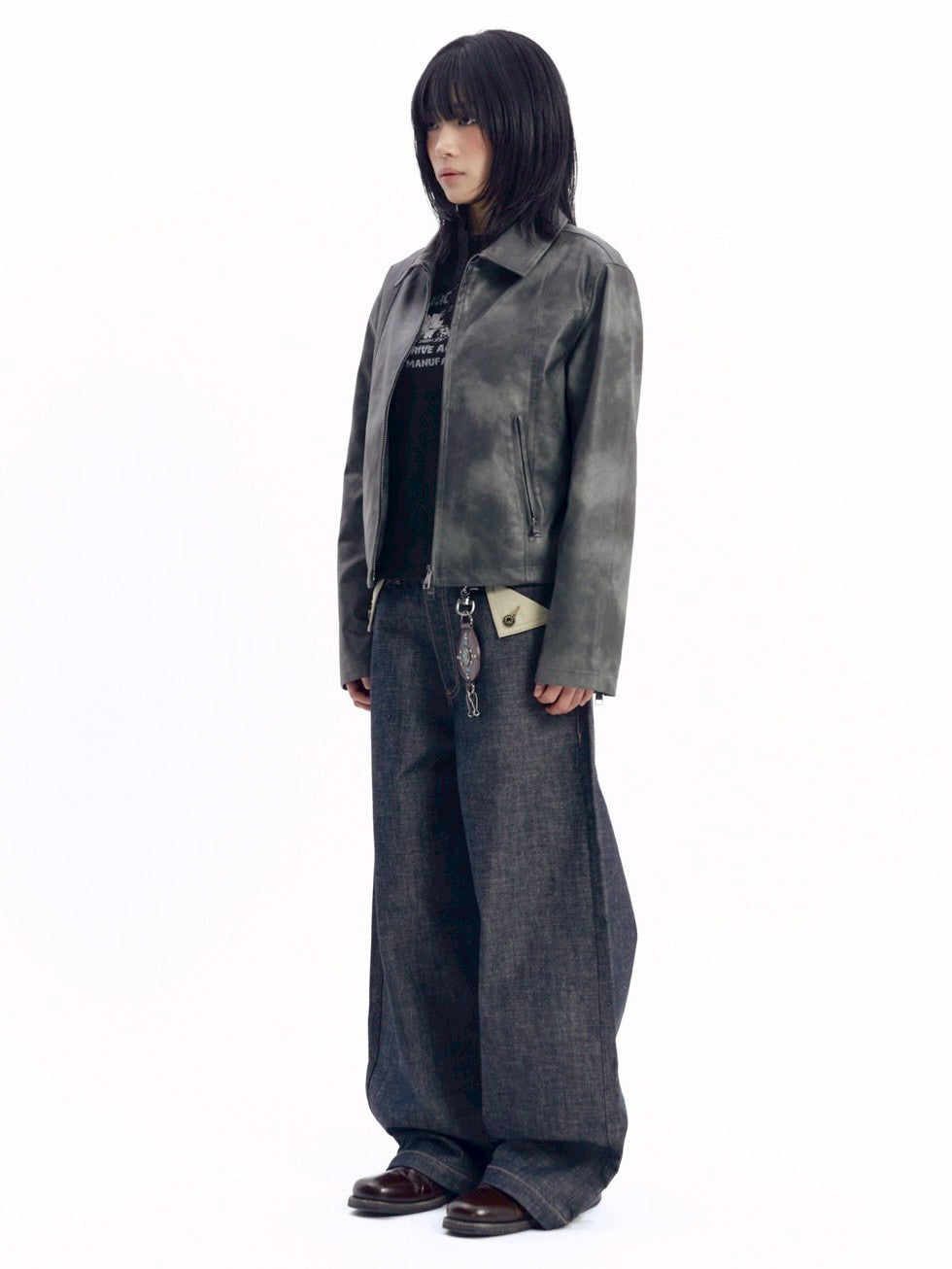 【AAKAM】Salt Washed Leather Jacket