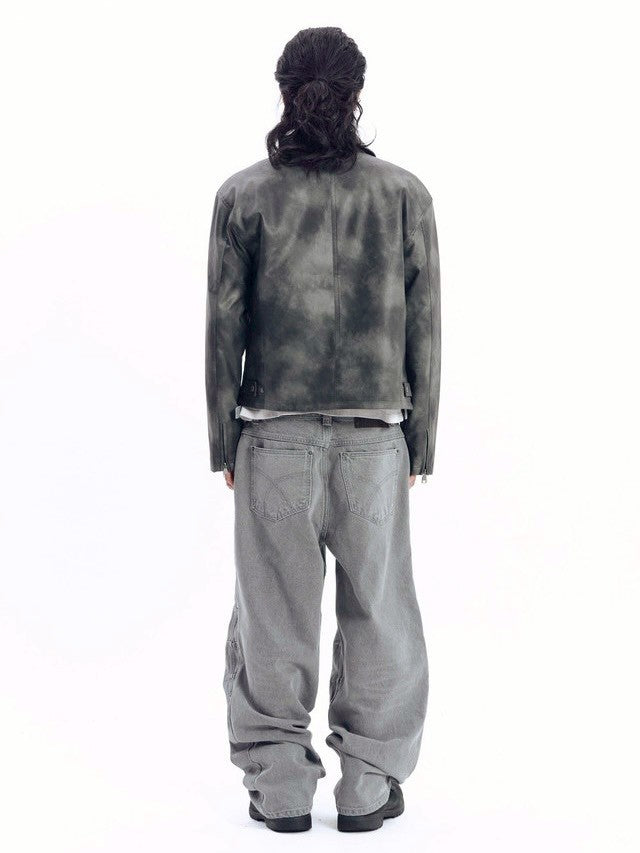 【AAKAM】Salt Washed Leather Jacket