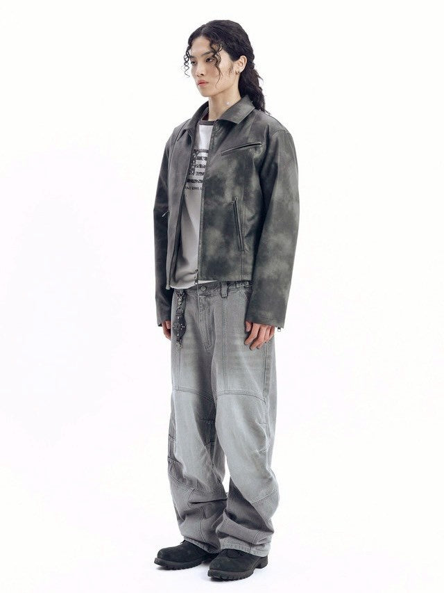 【AAKAM】Salt Washed Leather Jacket