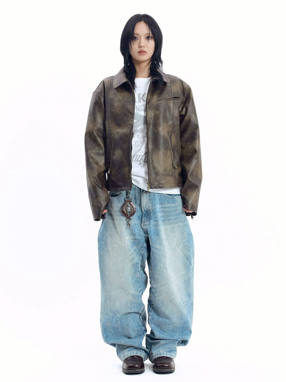 【AAKAM】Salt Washed Leather Jacket