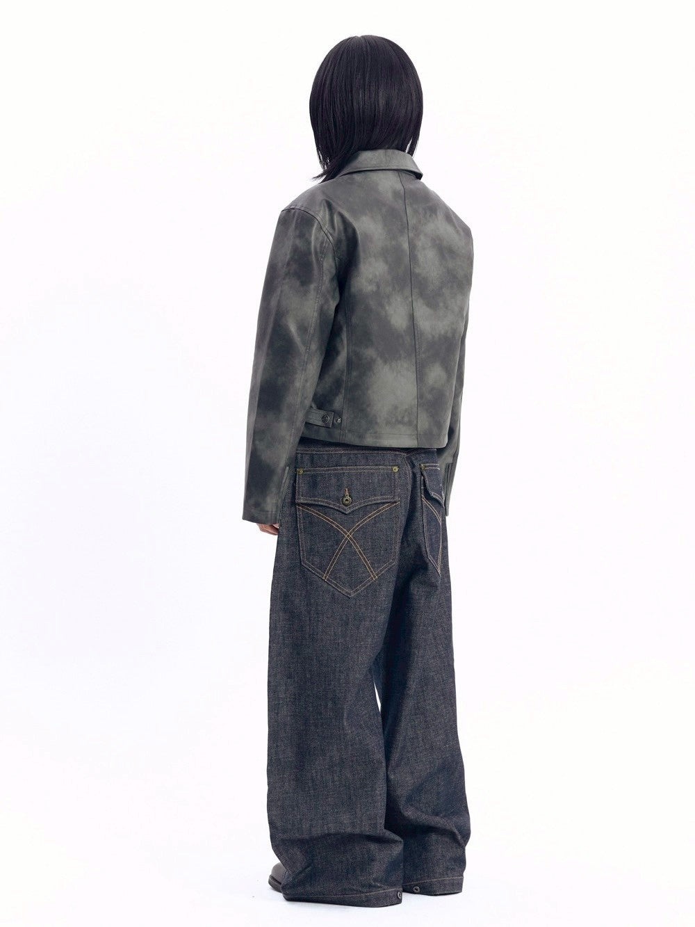 【AAKAM】Salt Washed Leather Jacket