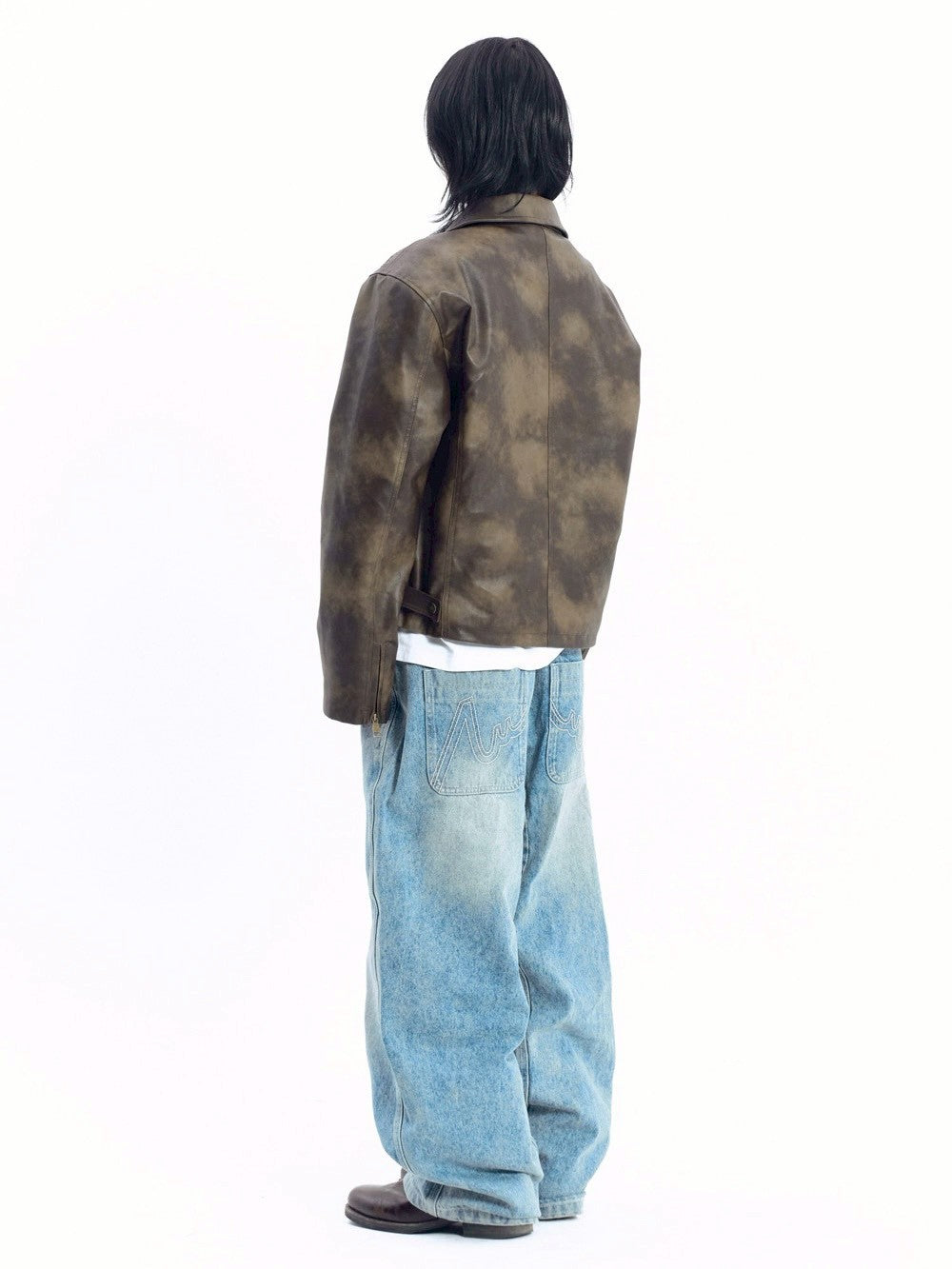【AAKAM】Salt Washed Leather Jacket