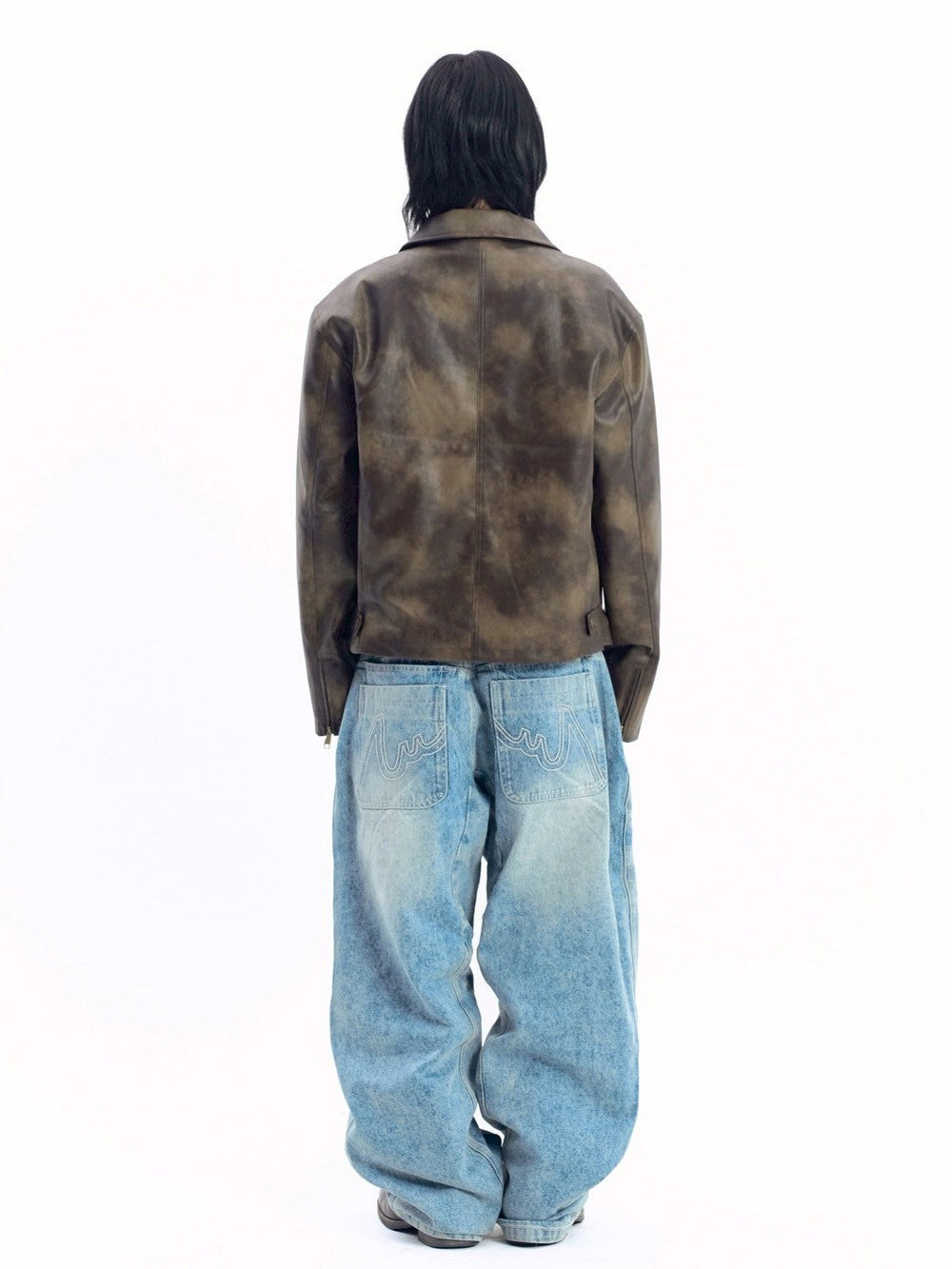 【AAKAM】Salt Washed Leather Jacket