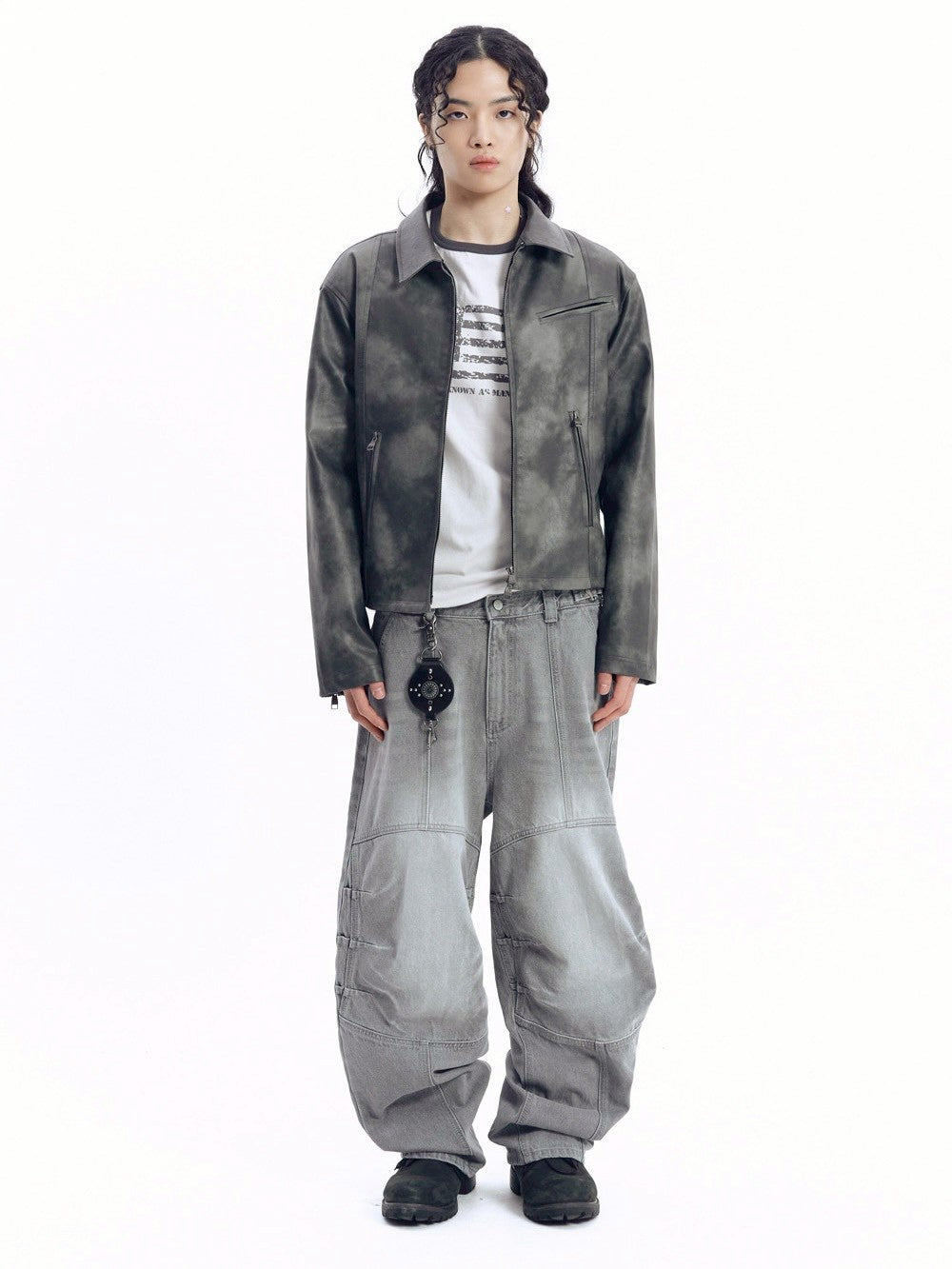 【AAKAM】Salt Washed Leather Jacket