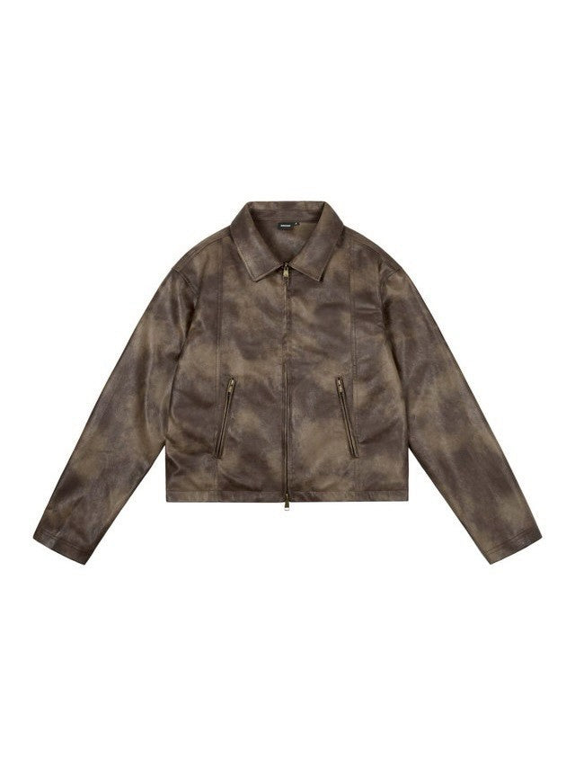 【AAKAM】Salt Washed Leather Jacket