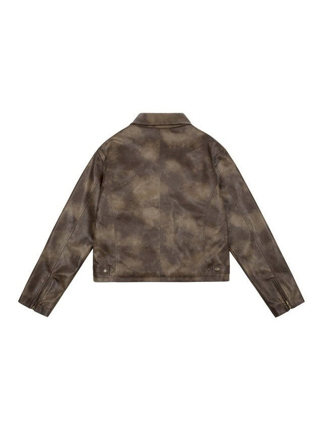 【AAKAM】Salt Washed Leather Jacket