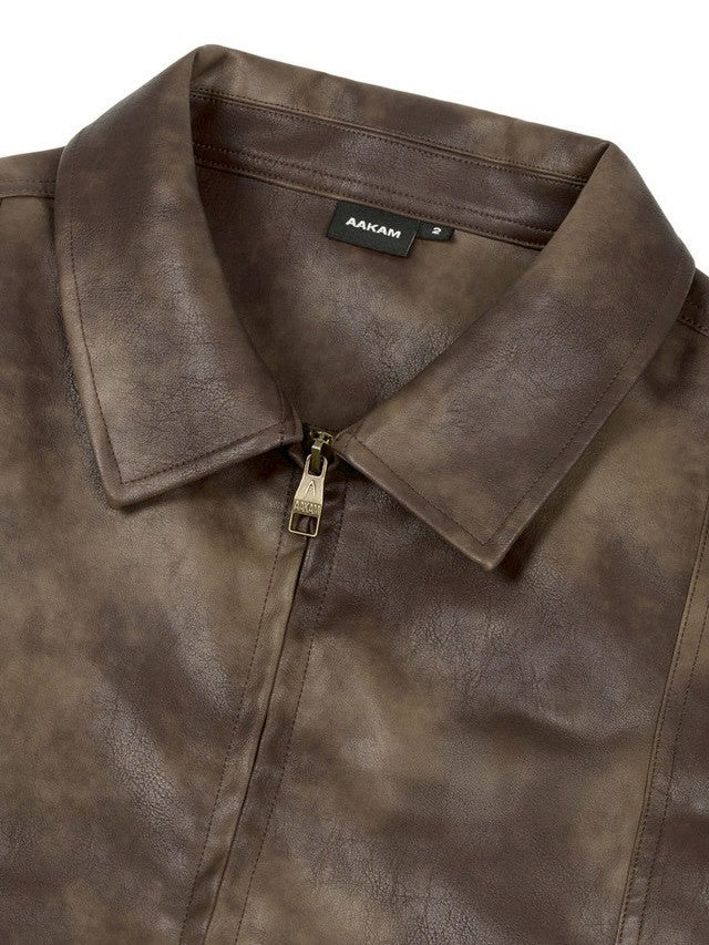 【AAKAM】Salt Washed Leather Jacket